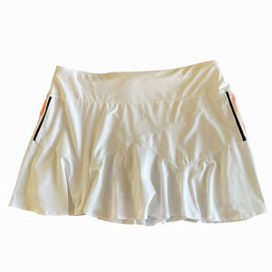 LUCKY IN LOVE Size XL (14) White/Black/Coral Pull-On Tiered Elastic Waist Skort